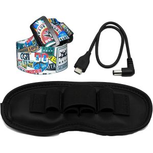 Kit Bandeau Sangles De T&ecirc;te R&eacute;glable + Housse + C&acirc;ble Pour Dji Fpv Casque Goggles V2 Et Autres Marques De Lunettes Vr Accessoire Drone (Sangle+C&acirc;ble+&Eacute;tui) - Neuf