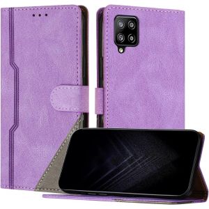 KAL-&Eacute;tui Pour Samsung Galaxy A22 4G, Housse En Cuir Pu Avec [Protection Antichoc Tpu] [Fonction Support] [Porte-Cartes ] Antichoc Magn&eacute;tique Coque Pour Galaxy A22 4G - Violet - Neuf