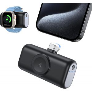 JGD-Mini batterie externe pour iPhone, 5000 mAh, 3 en 1, pour iWatch, avec fonction de charge rapide, compatible avec iPhone 17/16/15, Samsung S22/23/24/25 et Apple Watch Series 9/8/7/6/5 - Neuf