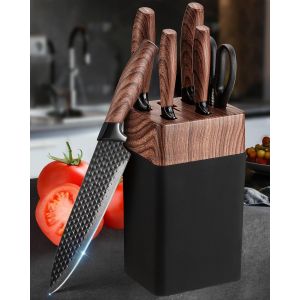 Vornixorsarlshopcouteau Cuisine, 7 Pi&egrave;ces Set Couteau Cuisine Tranchant Avec Bloc, Lames En Acier Iinoxydable De Haute Qualit&eacute; Et Manches Ergonomiques, Set De Couteaux De Cuisine Pour Usage Domicile&iquest; - Neuf