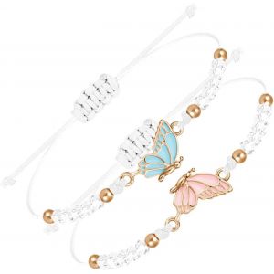 Eryi-Lot De 2 Bracelets Papillon, Bracelet Couple, Bracelet Bff, Brin Réglable, Bracelets D'amitié, Cadeaux Pour Couples, Bracelet Pour Bons Amis - Neuf