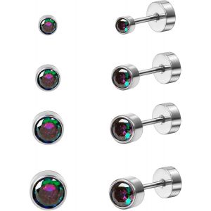 Kal-G23 Titane Boucles D'oreilles Pour Hommes Femme Fille Argent Noir Opale Perle Boucles D'oreilles Boucles D'oreilles En Titane Pour Oreilles Sensibles Boucles D'oreilles Hypoallergéniques - Neuf