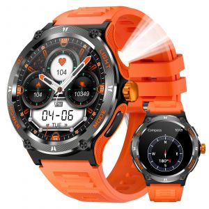 Eigiis Montre Intelligente 3Atm &Eacute;tanche 1.53 "Kt76 Hommes Sport Avec Boussole Et Lampe De Poche Led Fr&eacute;quence Cardiaque Analyse Du Sommeil Appel Bluetooth.Orange. - Neuf