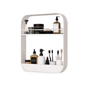 &Eacute;tag&egrave;re de rangement murale &agrave; 2 niveaux pour salle de bain - Blanche - Neuf