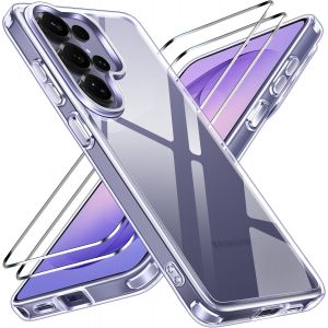 LORANKA-Anti-Jaunissement HD Clair Coque pour Samsung Galaxy S26 Ultra 5G avec 2 Pi&egrave;ces Verre Tremp&eacute;, [Protection Militaire] Transparente &Eacute;tui de Protection Antichoc Mince Bumper Housse - Neuf