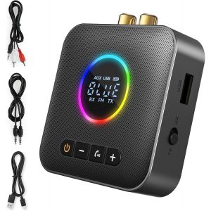 Adaptateur Bluetooth Jack 5.0, 2 En 1 Aux Microphone,Récepteur Audio Sans Fi Compatible Avec Voiture Chaîne Hifi Casque Enceinte Haut Parleur Amplificateur Pour Pc/Smartphone/Tablette - Neuf