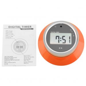Hjlian Minuterie De Cuisine Numerique A Ecran Lcd, Portable, Ronde, Magnetique, Compte A Rebours, Reveil (Orange) - Neuf