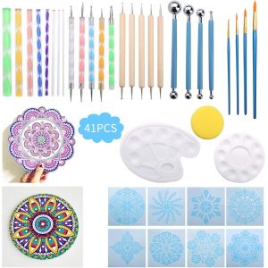 Kaojl-Kit Mandala Peinture,Kit Outil Peinture Pour Mandala De 41 Pièces,Mandala Rock Dotting Tools Ensemble D'outils De Peinture Y Compris Tiges En Acrylique,Etc.Pour Noël,Noël Decoration. - Neuf