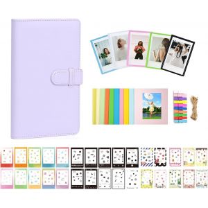 SJZG-Kit D'Accessoires Instantan&eacute;s Pour Appareil Photo Instax Mini Liplay 12 11 9 8+ 8 Evo 99 Se 40 90 70 50S 26 25 7S Avec Album/Autocollants/Cadres Photo Magn&eacute;tiques/Cadre De Suspension, Lilas - Neuf