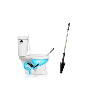 Ventouse de toilette &agrave; siphon et outil de d&eacute;bouchage avec manche en acier inoxydable - Neuf