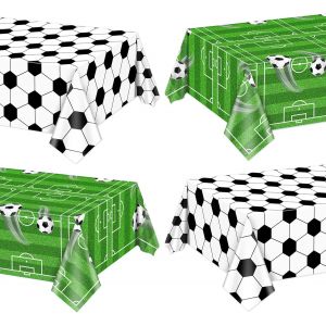 Sjzg-Paquet De 4 Nappes De F&ecirc;te De Football, Terrain De Football Football Motif Nappes De Table Pour Gar&ccedil;ons F&ecirc;te D'anniversaire &Eacute;v&eacute;nement De Football D&eacute;corations De F&ecirc;te &Agrave; Th&egrave;me Sportif, 220x130cm - Neuf