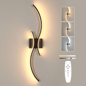 Ulteronixshop-Applique Murale Int&eacute;rieur Noir, 32w 3600lm Lampe Murale Dimmable Avec T&eacute;l&eacute;commande, 80cm Luminaire Mural En Aluminium Pour Chambre Salon Escalier Couloir, 3000k-6500k - Neuf