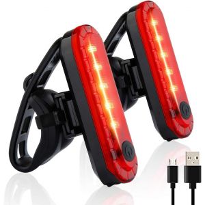 Lot De 2 Feux Arrière De Vélo (Rouge), Ultra-Lumineux, Rechargeables Par Usb, Led Haute Intensité, Compatibles Avec Tous Les Vélos Et Casques. - Neuf