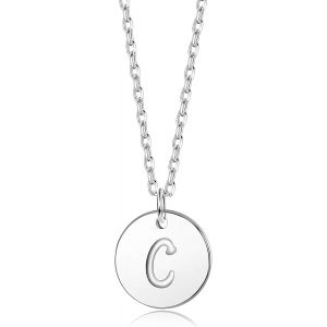 Trahoo-Collier Initial En Argent Sterling 925 Rond Disque Gravé Lettre Pendentif Collier Personnalisé Alphabet Charme Pendentif Collier Pour Femmes - Neuf