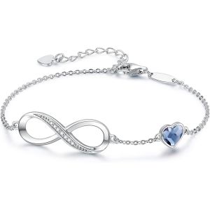 Femmes 925 Argent Sterling Infini Bracelet Femme Réglable Amour De Bracelet De Femmes De Bijoux Cadeaux De Noël Les Femmes Anniversaire De La Fête Des Mères Maman Cadeau Infini C?ur - Neuf