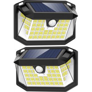 Lampe Solaire Ext&eacute;rieur,&iquest;Lot De 2 De 188led&iquest; Lumi&egrave;re Solaire Exterieur, Lampe Solaire Exterieur Detecteur De Mouvement 3 Modes Ip65 Eclairage Exterieur Solaire Pour Jardin, Patio, Garage - Neuf