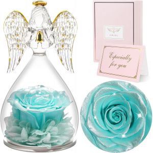 Rose Eternelle Cadeau Maman, Fleur Eternelle avec Ange Figurine, Cadeau Anniversaire Femme, Ange Rose Eternelle pour Maman, Cadeaux Mamie Original, Cadeaux Noel, Saint Valentin, Fete des Meres - Neuf