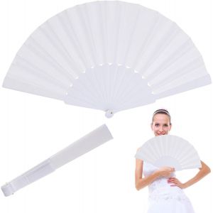 Kalanka-2 Piéces Éventails Pliables, Éventails Blanc D'été, Éventails Chinois En Tissu, Éventails Pliants Pour Danses, Fêtes, Tai Chi, Kung Fu, Diy, Décorations Pour La Maison, Cadeaux De Mariage - Neuf