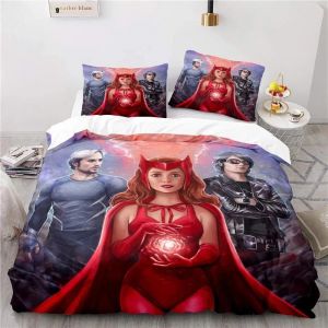 Housse De Couette Marvel Wanda Vision, Taie D'oreiller, Parure De Lit Pour Garcon Et Fille, Decoration De Chambre, Cadeau Pour Enfant, Taille Simple Ou Double - Neuf