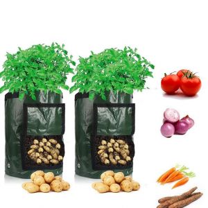Pack de 6 7 Gallons Croître de Sacs, de plus en plus des Pots pour les Pommes de terre, les Fraises, les Tomates, les Carottes et Autres Légumes, Épais et Robuste Conteneur Plantation avec Fenêtre et Poignée - Neuf