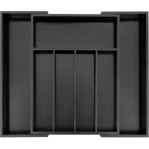 Organiseur De Tiroir De Cuisine Extensible En Bambou Pour Couverts, Porte-Ustensiles En Bois, Rangement De Tiroir Multifonction (Noir)[APP8809513] - Neuf