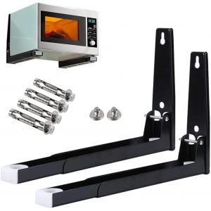 2 Pi&egrave;ces Supports Micro Ondes,Support Mural Universel &agrave; Micro Ondes,Acier Micro-Ondes Support,avec Accessoires de Montage,pour l'installation de fours &agrave; Micro-ondes dans Cuisine (Noir) - Neuf