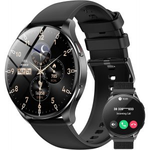 Montre Connect&eacute;e Femme Homme, &Eacute;cran &Agrave; Amoled Allum&eacute;, 2 Bracelets,100 Modes De Sport, Appel Bluetooth, Assistant Vocal, Pour Android/Ios&iquest;Noir&iquest; - Neuf
