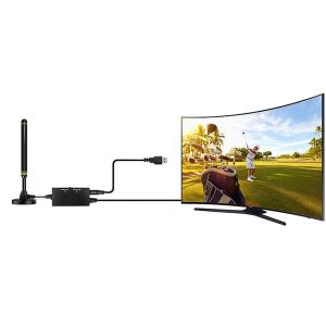 Antenne TV HD longue port&eacute;e avec amplificateur et c&acirc;ble coaxial de 5 m pour une r&eacute;ception de signal claire - Neuf