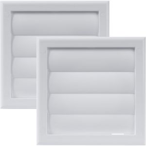 Lot de 2 couvercles d'aération de 10,2 cm (19,1 x 19,1 cm) - Blanc - Hotte d'aération de sèche-linge - Couvercle de conduit de sèche-linge à persiennes - Capuchon de capot - Grille - Neuf