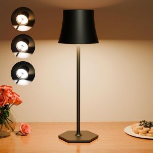 Kal-Lampe De Table Led Rechargeable Sans Fil, Réglage Tactile. Batterie 5000mah, Chargement Usb, Ip54 Étanche, Peut Être Poser Sur Bureau, Chevet, Chambre, Extérieur, Salon Lampes, Veilleuse. - Neuf