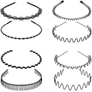 8 Pcs Cerceau À Cheveux En Métal,Bandeau En Métal Flexible Bandeau Noir Antidérapant,Cadeau Unisexe - Neuf