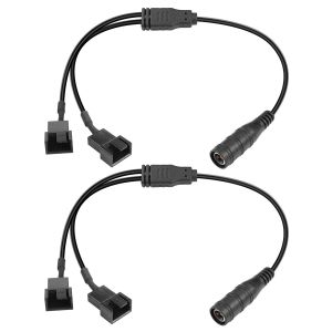 DC vers 3/4 Pin PC Fan Y Splitter Cable 2PCS DC 5.5mm x 2.1mm Female to 4 Pin/3 Pin PC Fan 1 to 2 Power Cable¿11.8in/30cm¿ - Neuf