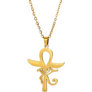 Kal-Collier Ankh Avec Pendentif En Forme De Croix D'horus En Acier Inoxydable - Bijou De Protection Pour Homme Et Femme - Neuf