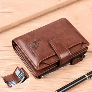 HUED-Porte-monnaie homme portefeuille mode RFID blocage homme portefeuille en cuir fermeture &eacute;clair porte-carte de visite ID sac d'argent portefeuille m&acirc;le-F16313-Brown - Neuf