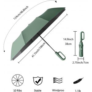 Tianyi-Parapluie Pliant Golf 10 Baleines De Voyage Pour Hommes Et Femmes,Résistant Au Uv/Ouverture Et Fermeture Automatique De Plein Air Protection Uv,Poignée À Mousqueton - Neuf