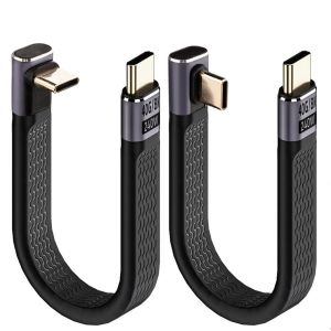 CMWX-2Pcs Câble USB C vers USB C Coudé Plat Court, USB4 240W Charge Rapide 90 Degrés, câble de données 40Gbps 8K @ 60Hz HDR pour iPhone 16/15, PSSD, Dock, MacBook Air/Pro, 13cm - Neuf