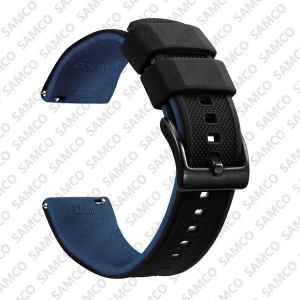 Bracelet De Montre En Silicone De Qualit&eacute; Sup&eacute;rieure,18mm 20mm 22mm,&Agrave; D&eacute;gagement Rapide,En Caoutchouc,De Remplacement.Black Dark Blue 2.18mm - Neuf