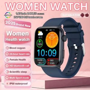 2025 Nouvelle Montre Nfc Smat Femmes 1.85 Pouces Pression Art&eacute;rielle Fr&eacute;quence Cardiaque Bluetooth Appel Femme Sant&eacute; Montres Intelligentes Dames Pour Huawei Ios.Blue.Nfc - Neuf