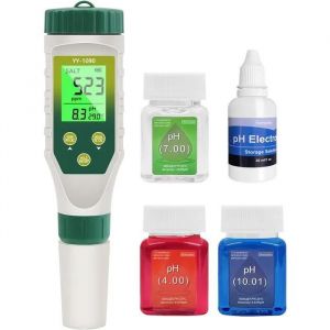 PH M&egrave;tre 5 en 1 Homcoice: PH, EC, TDS, Salinit&eacute; & Temp&eacute;rature, Affichage Simultan&eacute;, Testeur &Eacute;tanche IP67 pour Eau, Piscines, Hydropo. - Neuf