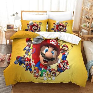 Housse De Couette Super Mario Imprim&iquest;&iquest;E En D Avec Taies D'oreiller, Parure De Lit Pour Adolescents Avec Fermeture &iquest;&iquest; Glissi&iquest;&iquest;Re, Housse De Couette En Mic - Neuf