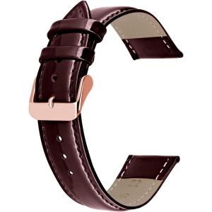 Kal-Bracelet De Montre En Cuir Véritable Brillant Pour Hommes Femmes Noir Bleu Rouge Avec Boucle Argent Or Rose 12mm 14mm 16mm 18mm 20mm 22mm - Neuf