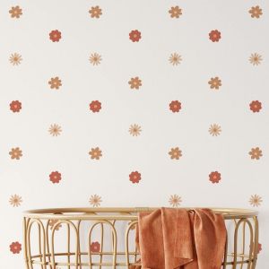 ERYI-Autocollants Muraux Bohèmes Marguerites Rouges Pour Chambre D'Enfant, Salon, Crèche, Décoration Murale - Neuf