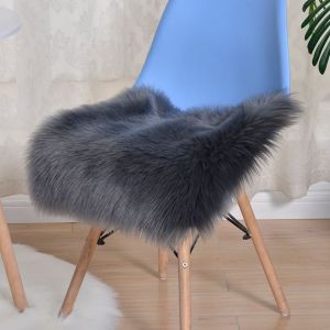 (Gris)Tapis En Fausse Fourrure, 50 X 50 Cm, Tapis Moelleux À Poils Longs, Tapis De Sol En Fausse Peau De Mouton Pour Chambre À Coucher, Salon, Chambre D'enfant - Neuf