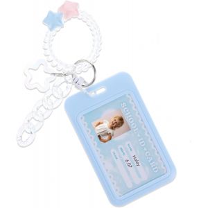 KAL-Kpop Porte Carte Photo En Acrylique, Cadre D'Affichage Pour Carte Photo, Porte-Carte Photo Kpop, Organisateur De Carte Photo Kpop Avec Porte Clés, Pendentif Coeur D'Amour Décoration (Bleu B) - Neuf