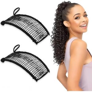 2 Pi&egrave;ces Pince Banane Pour Cheveux Femme 30 Dents Avec Double Peigne Extensible - Peignes &Agrave; Cheveux D&eacute;coratifs Pour Boucl&eacute;s Naturels Cr&eacute;pus Ondul&eacute;s &Eacute;pais (Noir) - Neuf
