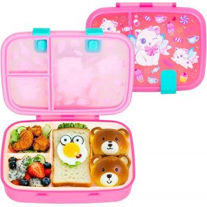 Tianyi-Boîtes À Bento Pour Enfants, 800 Ml, Sans Bpa, Étanches, Avec 3 Compartiments (Chat A) - Neuf