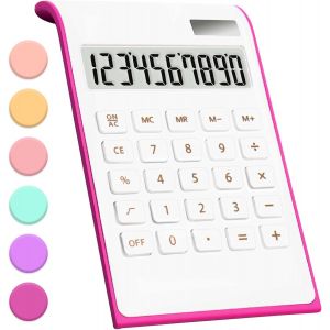 Calculatrice de bureau rose vif,fournitures et accessoires de bureau,calculatrice de bureau de base &agrave; batterie solaire &agrave; 10 chiffres,calculatrice de bureau avec grand &eacute;cran LCD,cadeaux - Neuf