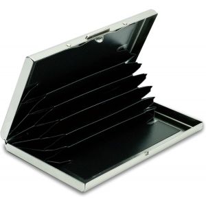 TRAHOO-Porte Carte Bancaire Aluminium 6 Cartes - Protection Bloqueur RFID | NFC | sans Contact - Money Clip Wallet Porte-Cartes Homme Femme Holder Noir - Neuf