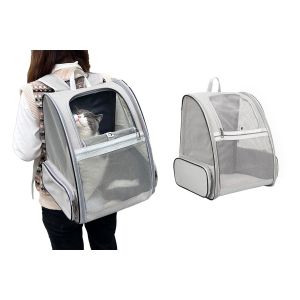 Sac &Agrave; Dos De Transport Pour Chats Et Petits Chiens, Sac De Voyage Ventil&eacute; Avec Filet, Gris - Neuf