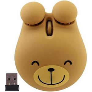 Souris USB sans Fil Charmant Mignon Animal Souris en Forme D&iexcl;&macr;Ours Caricature Portatif Design Ergonomique 2,4G 1200DPI Tranquille Muet pour Ordinateur Portable/PC Windows/iOS/Android(Marron) - Neuf